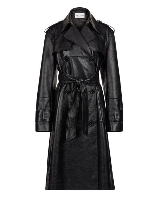 Nina Ricci レザー トレンチコート Black