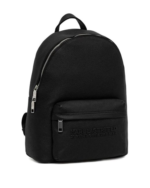 Karl Lagerfeld Black Embossed-Logo Backpack for men
