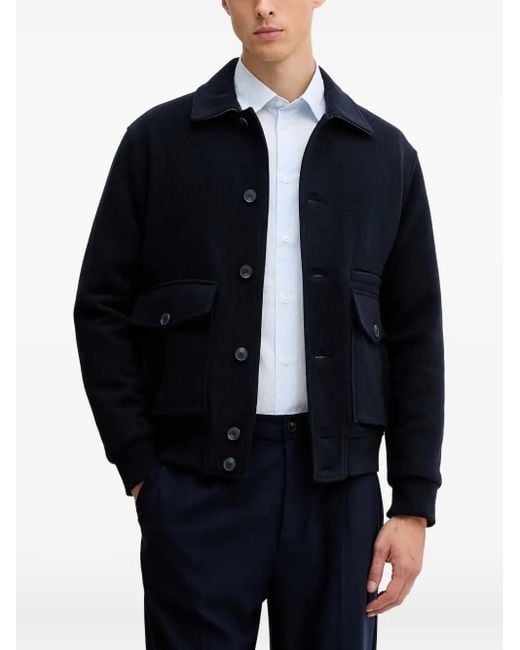 Benetton Blue Button Flap-Pocket Jacket for men
