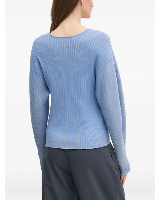 DKNY Blue V-Neck Ribbed Jumper