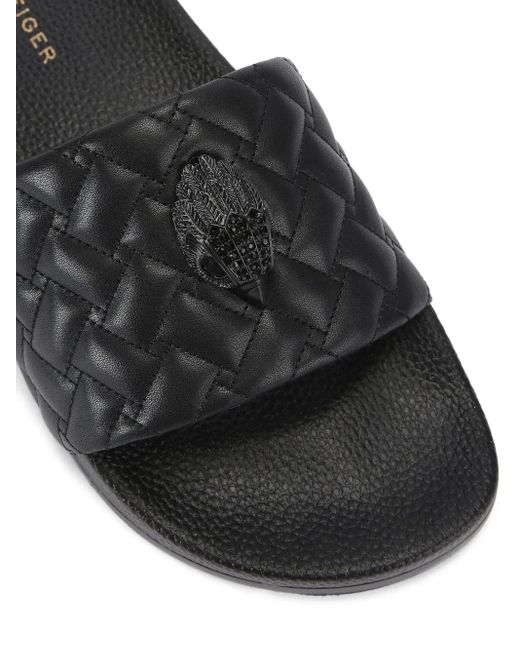 Kurt Geiger Black Quilted Meena Eagle Slides for men