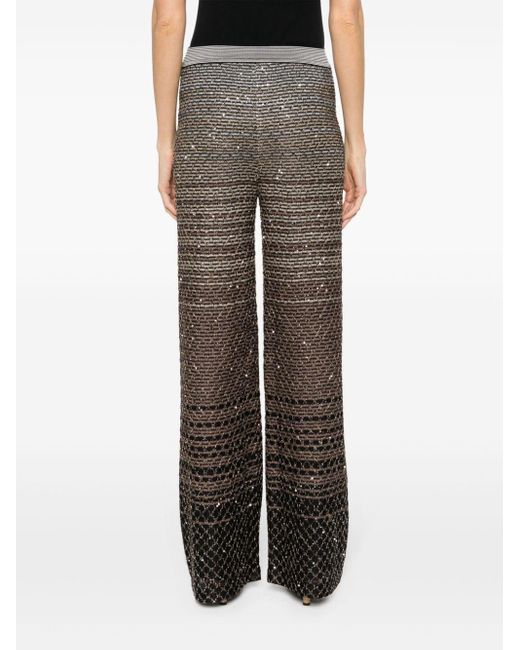 Missoni Gray Sequin-embellished Straight-leg Trousers