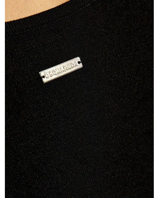 DSquared² Black Logo-Plaque Mini Dress
