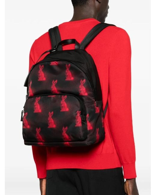 Prada Black Rabbit-Print Backpack for men