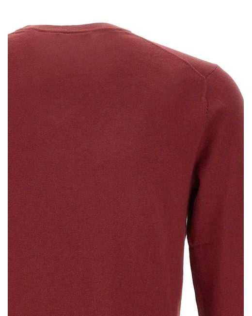 Sun 68 Red Crew-Neck Ribbed-Cuff Sweater for men