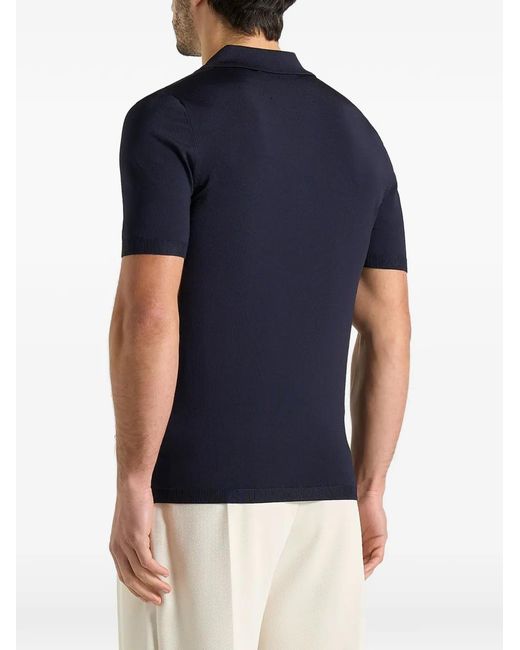 Manière De Voir Blue Pl001 Luxe Knitted Polo Shirt for men
