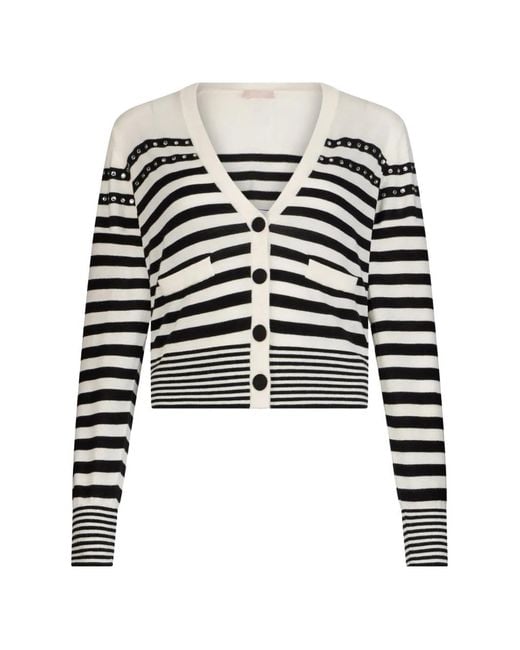 Liu Jo Black Striped Jewel Appliqués Cardigan