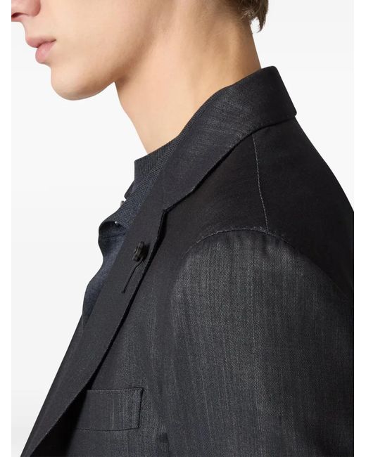 Lardini Black Single-Breasted Denim-Effect Blazer for men