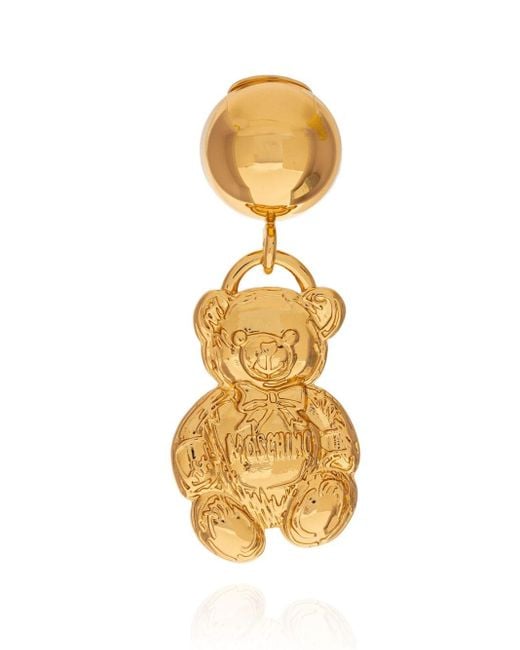 Moschino Metallic Teddy Bear Hanging Earrings