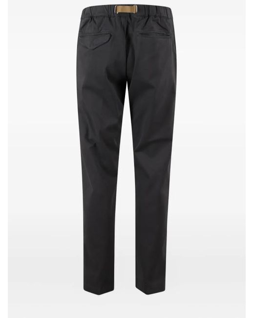 White Sand Black Buckle-Fastening Cotton Trousers for men