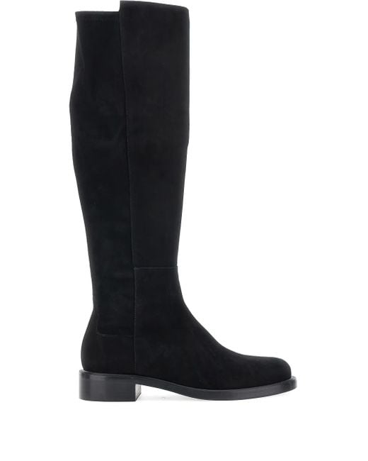 Stuart Weitzman Black Knee-High Boots With Low Block Heel