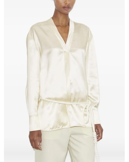 Tory Burch White V-Neck Blouse