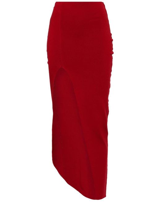 Rick Owens Red Fitted Asymmetric Design Skirt