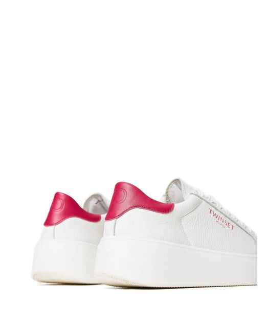 Twinset White Plateau-Sneakers aus Leder