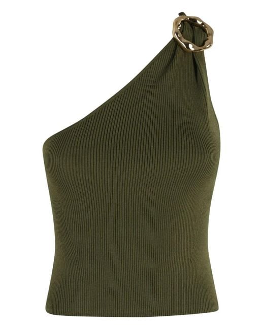 Jonathan Simkhai Green One-Shoulder Ribbed Top