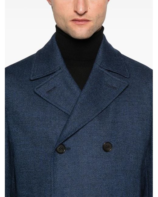 Corneliani Blue Striped Peacoat for men