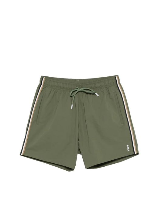 Boss Green Stripe Swim Shorts for men