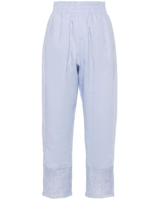 Emporio Armani Blue High-waist Tapered-leg Trousers
