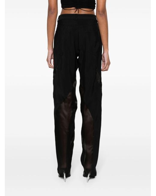 Mugler Black Silk-panelled Trousers