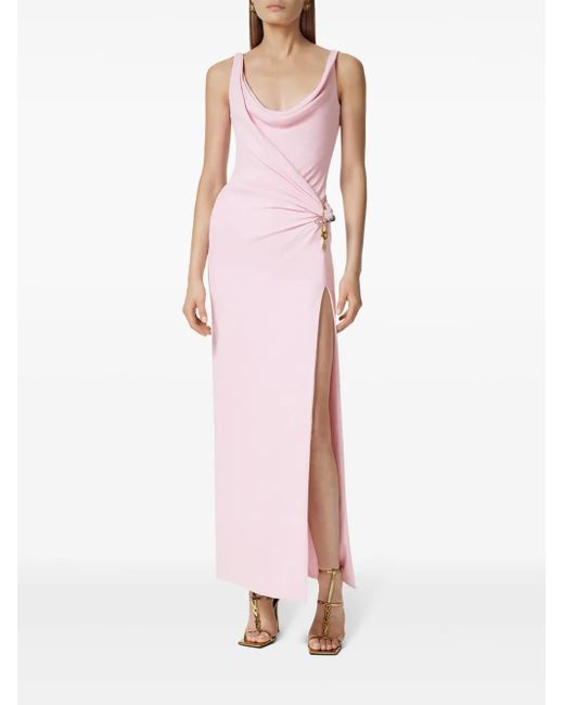 versace sleeveless silk cady long dress Versace Sleeveless Silk Cady Long Dress In Pink
