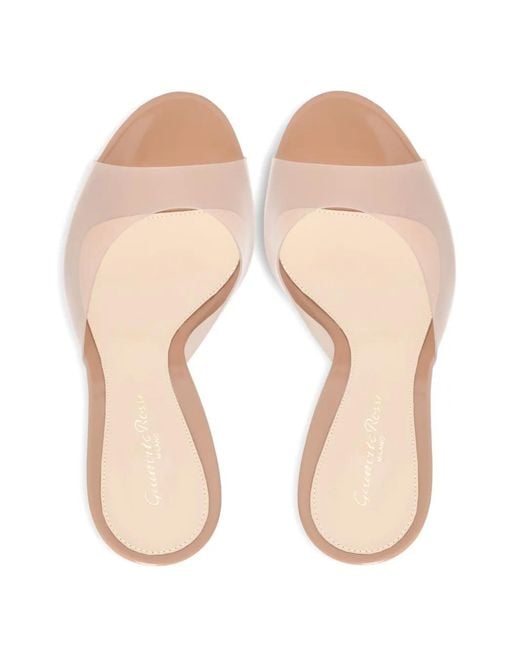Gianvito Rossi Pink Clear-Strap Mule Sandals