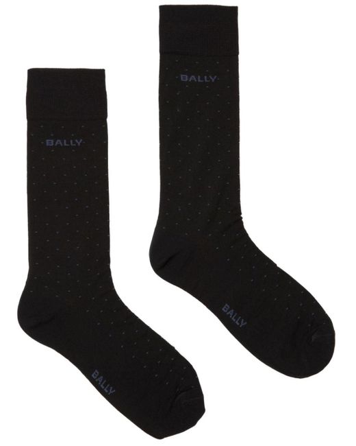 Bally Black Dot-intarsia Ankle Socks for men