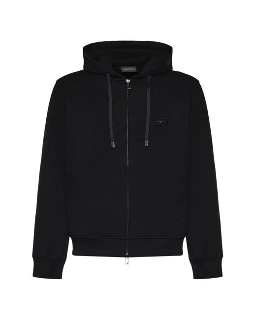 Emporio Armani Black Zip-Up Hoodie for men