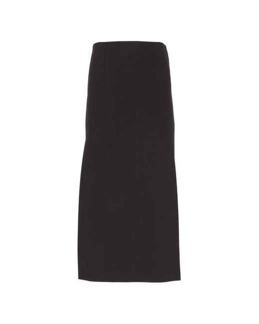 Al Duca D'aosta Black Side-Slit Pencil Midi Skirt