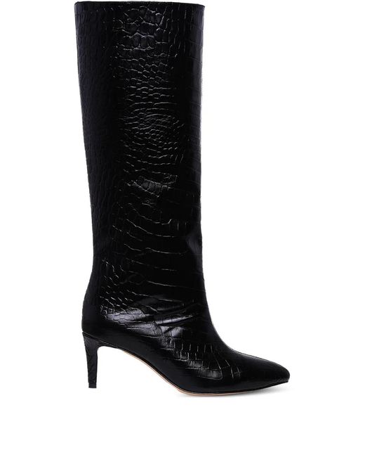 Ginissima Black 65Mm Milla Embossed-Pattern Knee Boots