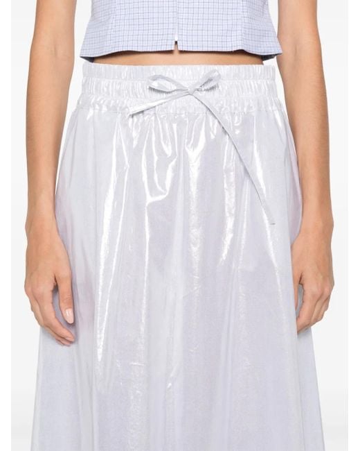 D.exterior White A-Line Midi Skirt