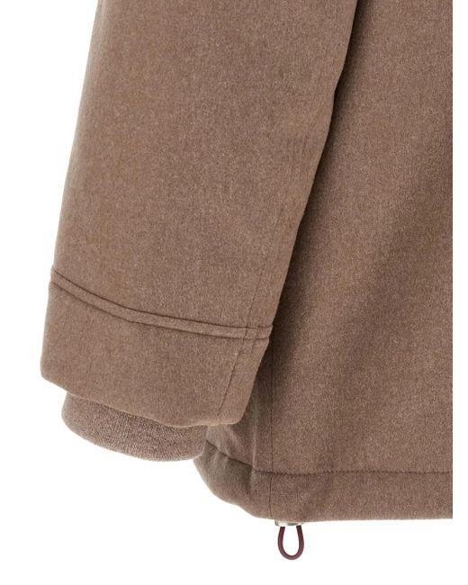 Brunello Cucinelli Brown Flannel Down Jacket for men