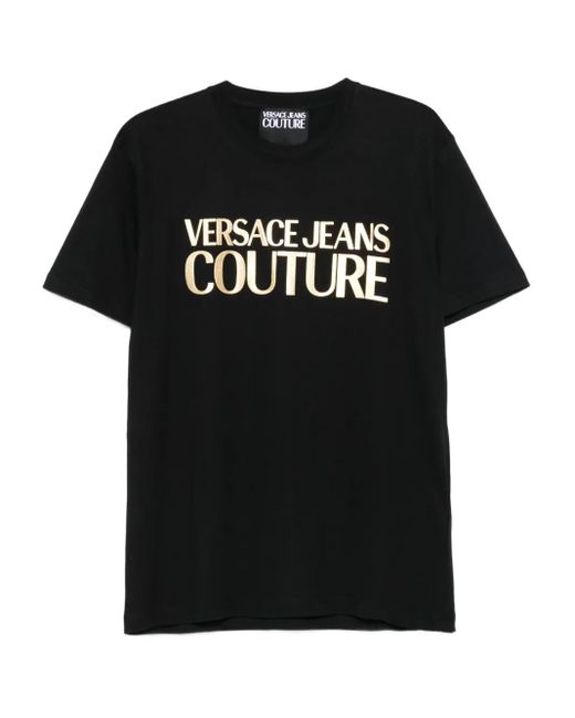 Versace Jeans Couture Black Logo-Print T-Shirt for men