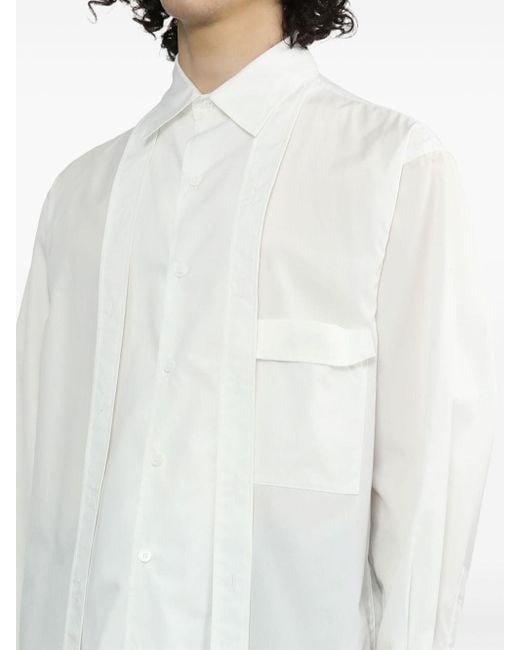 Yohji Yamamoto Katoenen Overhemd Met Sjaal Detail in het White voor heren
