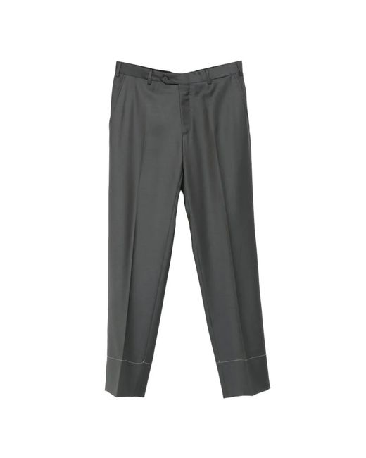 Brioni Gray Tigullio Pressed-Crease Tailored Trousers for men