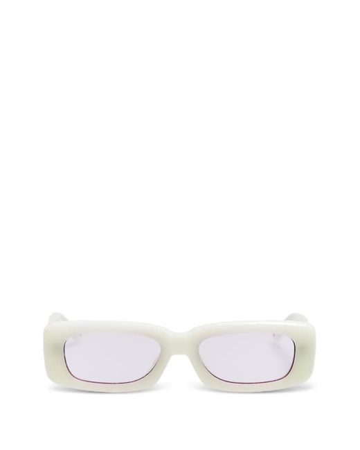 The Attico White X Linda Farrow Mini Marfa Rectangle-Frame Sunglasses