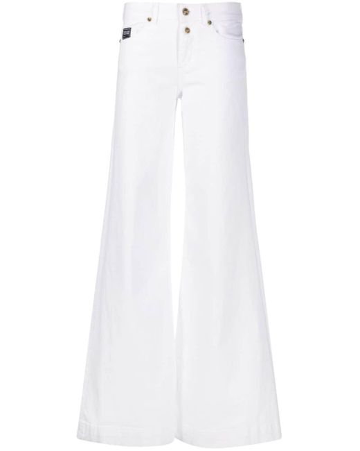 Versace White Weite Jeans mit Logo-Patch