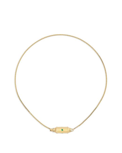 Marie Lichtenberg White Micro Coco Emerald Locket Necklace