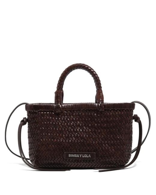 Bimba Y Lola Brown Mini Leather Tote Bag