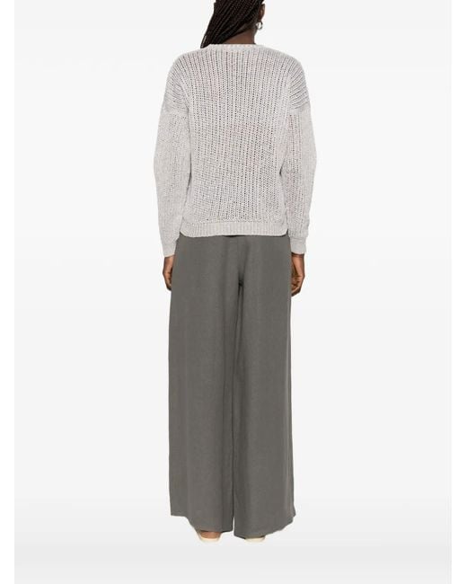 Neera White V-Neck Sweater
