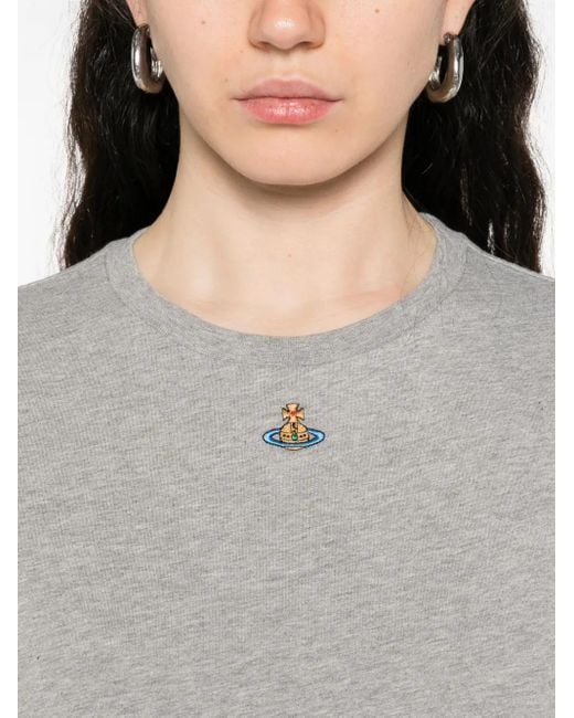 Vivienne Westwood Gray T-Shirt mit Orb-Verzierung
