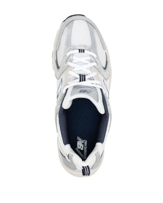 New Balance White 530 Logo-Patch Sneakers
