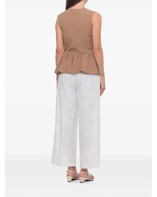 Emme Brown Ruffle-Hem V-Neck Top