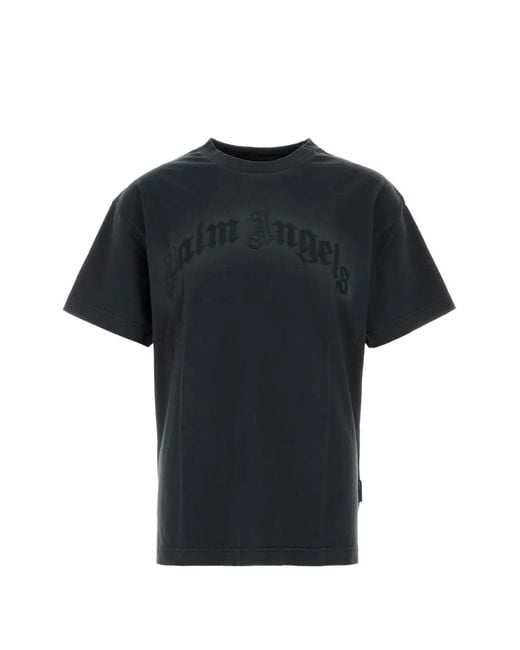 Palm Angels Black Logo-Print T-Shirt for men