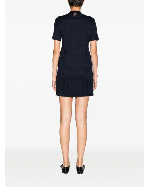 Thom Browne Black Checked Jacquard Polo Minidress