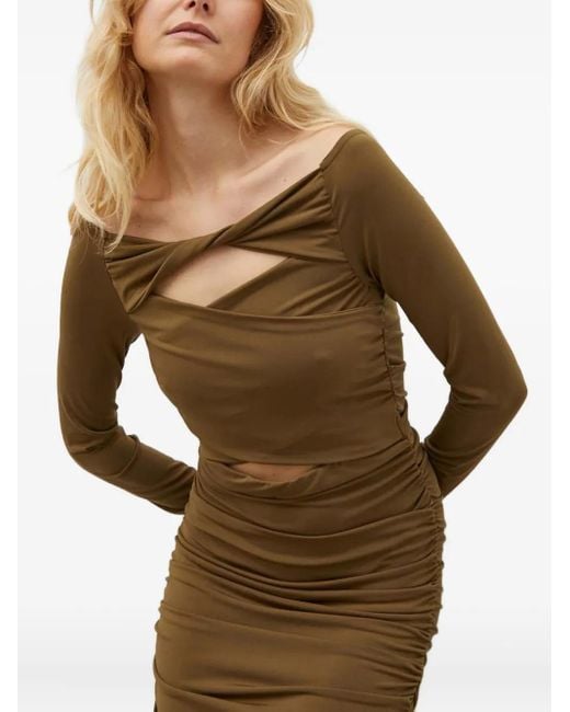 Day Birger et Mikkelsen Natural Cut-Out Gathered Midi Dress
