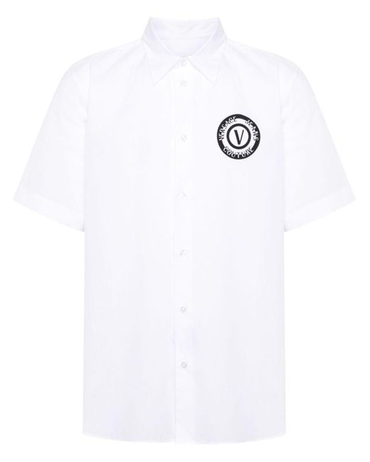 Versace Popeline-Hemd mit V-Emblem in White für Herren
