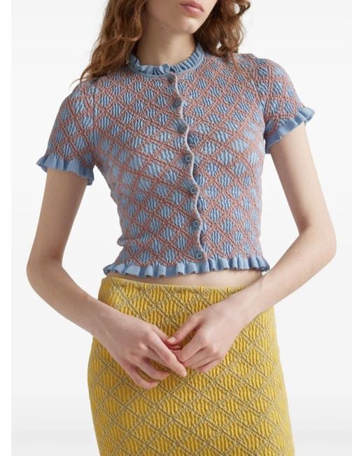 Prada ベルテッド カーディガン Blue
