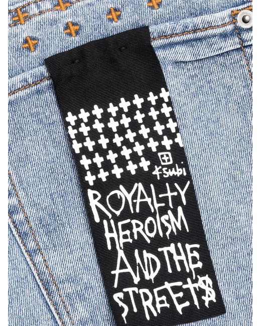 Ksubi Blue Van Winkle Embroidered-Patch Jeans for men