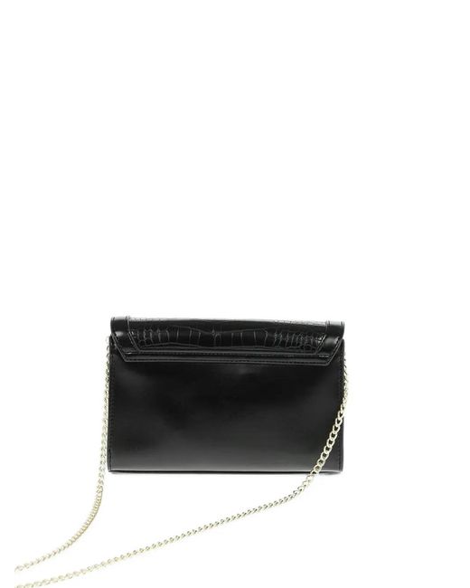 Love Moschino Black Crocodile-Effect Heart-Plaque Shoulder Bag