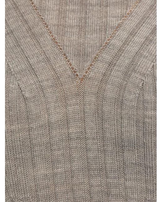 Robe Côtelée Godet À Design Asymétrique AMI en coloris Gray